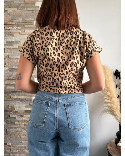 ORSO | Tee-shirt léopard noeud dans le bas