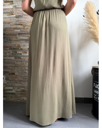 BRANDON | Ensemble top et jupe longue kaki