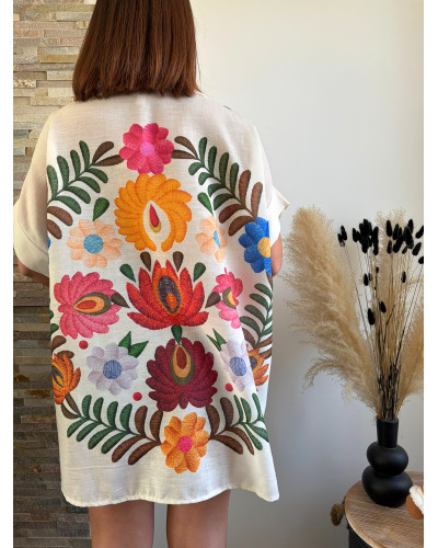 MILA | Chemise en lin gros imprimé coloré