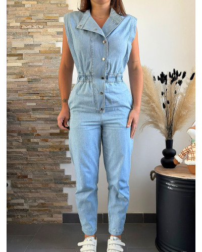CERISE | Combinaison pantalon en jean avec pressions