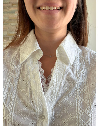 ANNE-LISE | Chemisette blanche en broderie avec noeud