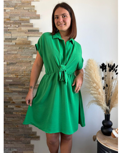 JUDITH | Robe verte nouée à la taille