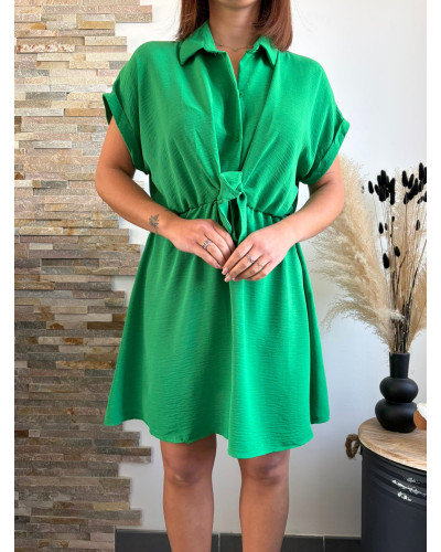 JUDITH | Robe verte nouée à la taille