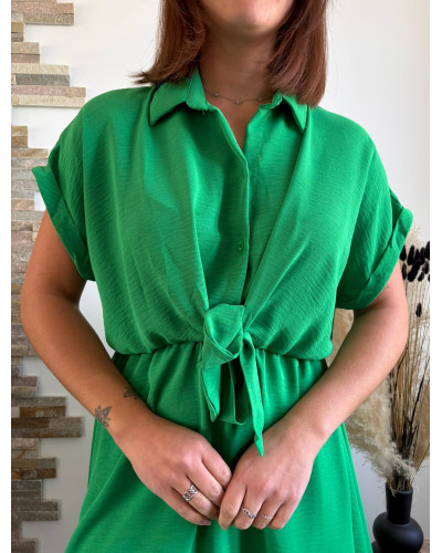 JUDITH | Robe verte nouée à la taille