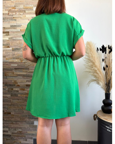 JUDITH | Robe verte nouée à la taille