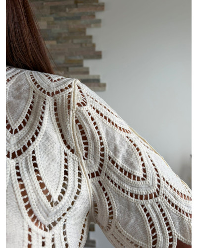 CLAUDETTE | Blouse écrue en broderie manche courte