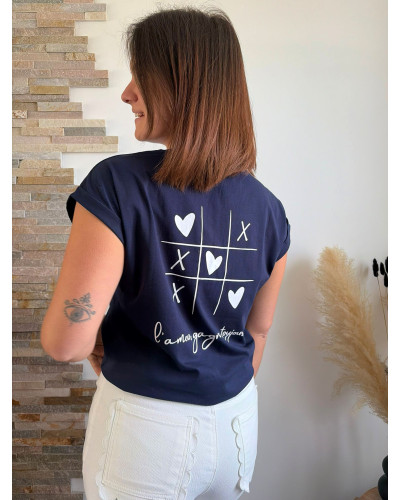NOAH | Tee-shirt bleu marine l'amour gagne toujours