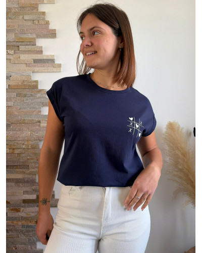 NOAH | Tee-shirt bleu marine l'amour gagne toujours