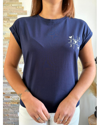 NOAH | Tee-shirt bleu marine l'amour gagne toujours