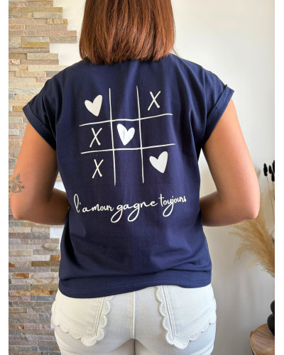 NOAH | Tee-shirt bleu marine l'amour gagne toujours