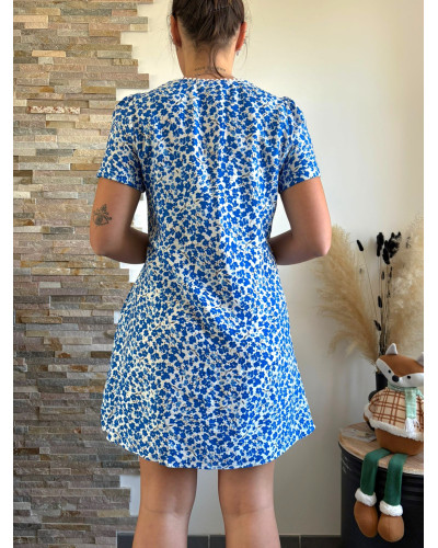 ALIX | Robe fluide fleurie bleu coupe large