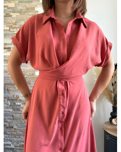 MARGOT | Robe longue terracota à nouer à la taille