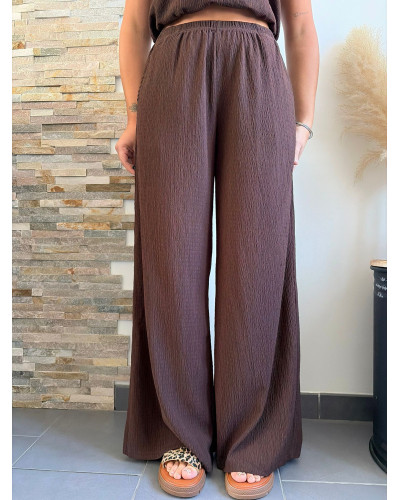 ANATOLE | Ensemble pantalon marron chocolat fluide