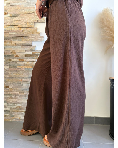 ANATOLE | Ensemble pantalon marron chocolat fluide