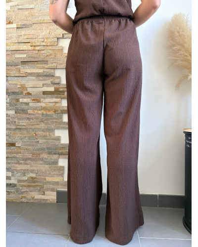 ANATOLE | Ensemble pantalon marron chocolat fluide