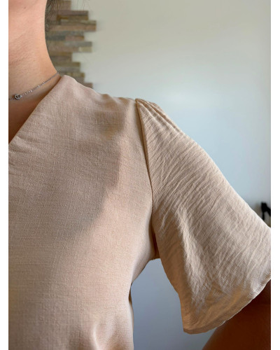MIA | Combinaison short fluide beige ceinture léopard