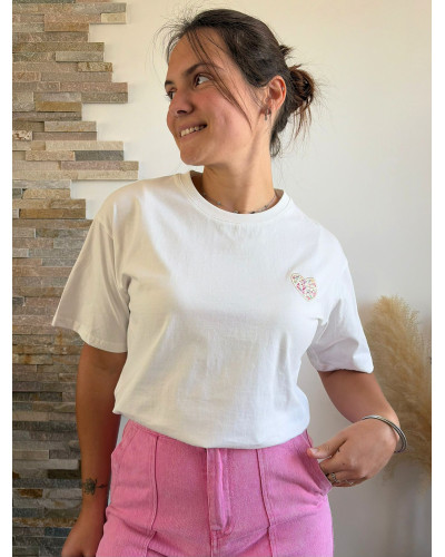 AMAURY | Tee-shirt blanc coeur liberty rose