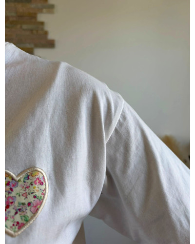AMAURY | Tee-shirt blanc coeur liberty rose
