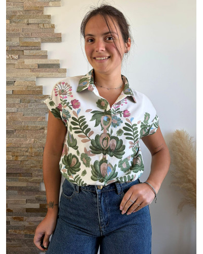 NOEMIE | Chemise blanche motif plantes grasses