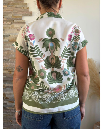 NOEMIE | Chemise blanche motif plantes grasses