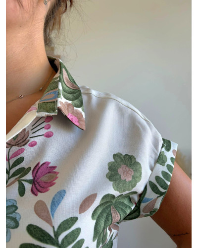 NOEMIE | Chemise blanche motif plantes grasses
