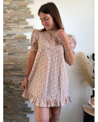 JUNE | Robe droite liberty rose