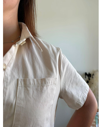 DORINE | Combinaison short en jean beige
