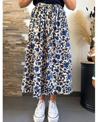 MYA | Jupe longue fleurie bleu