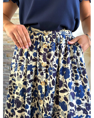 MYA | Jupe longue fleurie bleu