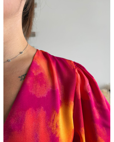 THEOLINE | Robe longue rose orangé dos nu