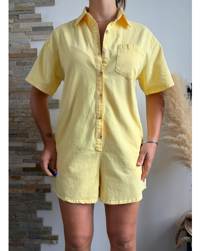 PIA | Combinaison short en jean jaune