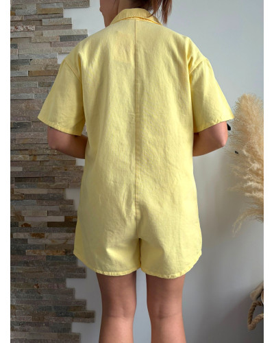 PIA | Combinaison short en jean jaune