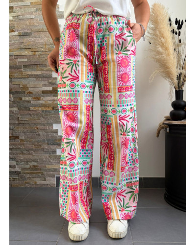 ALARIC |  Pantalon fluide motif rose moderne