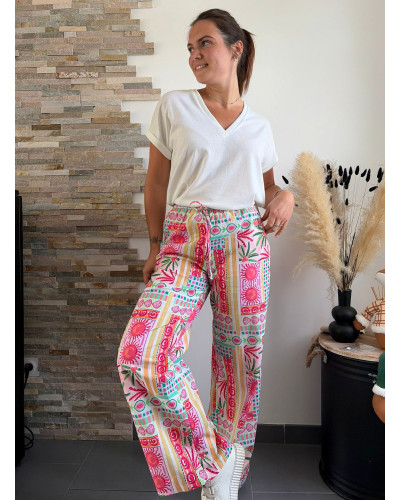 ALARIC |  Pantalon fluide motif rose moderne