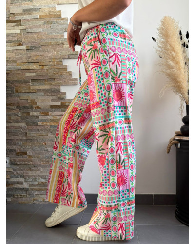 ALARIC |  Pantalon fluide motif rose moderne