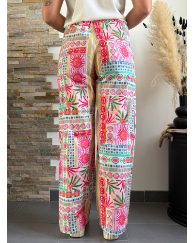 ALARIC |  Pantalon fluide motif rose moderne