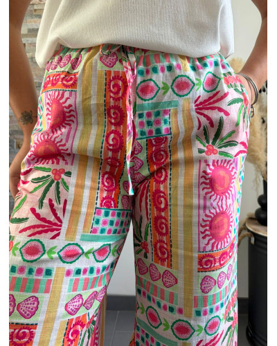 ALARIC |  Pantalon fluide motif rose moderne