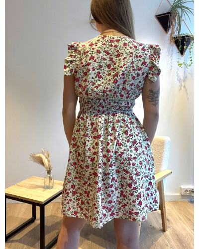 LEXIE | Robe fluide motif fleuri rose et vert