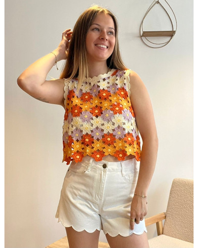 JACK | Top en crochet coloré orange et violet