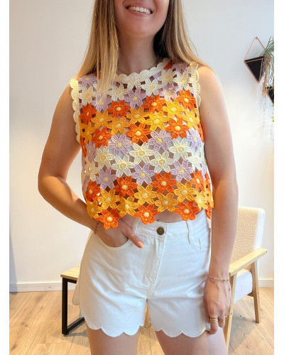 JACK | Top en crochet coloré orange et violet