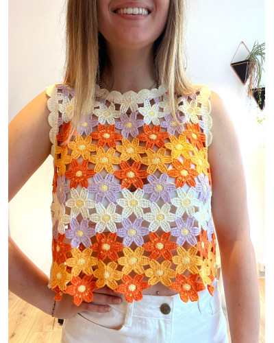JACK | Top en crochet coloré orange et violet