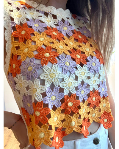 JACK | Top en crochet coloré orange et violet