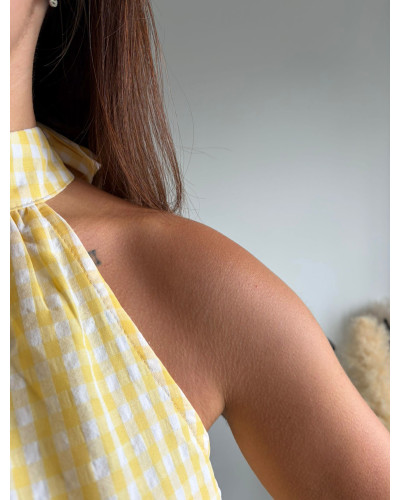 ALYSSA | Robe vichy jaune sans manche