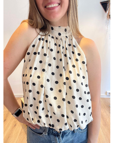 YAN | Top beige à pois