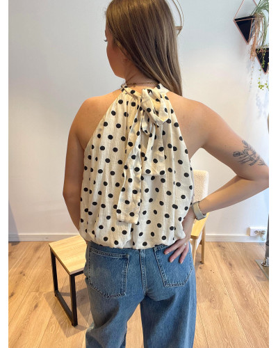 YAN | Top beige à pois