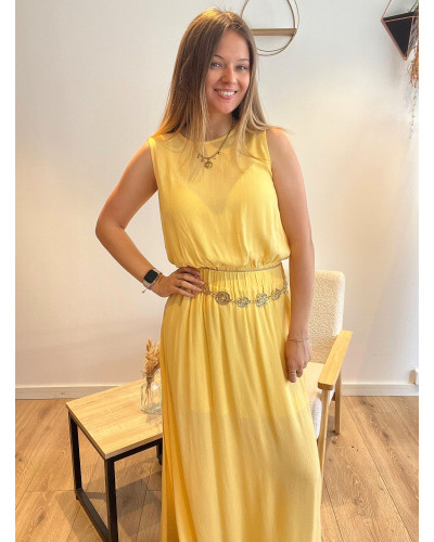 BRANDON | Ensemble top et jupe longue jaune