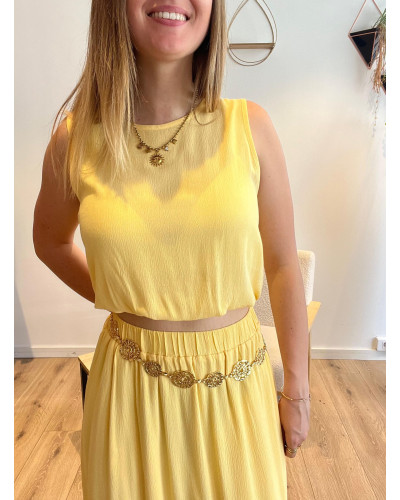 BRANDON | Ensemble top et jupe longue jaune