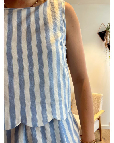 ALICE | Combishort coton rayé bleu et blanc