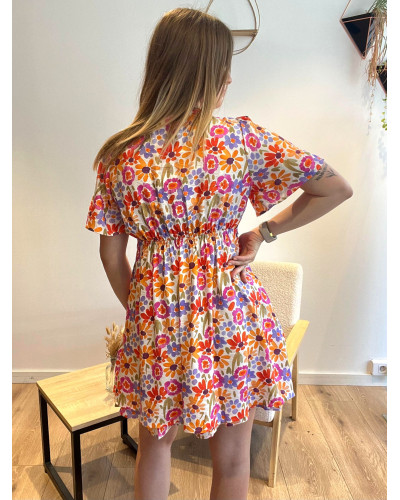 THEODORA | Robe drapé fleurie aquarelle