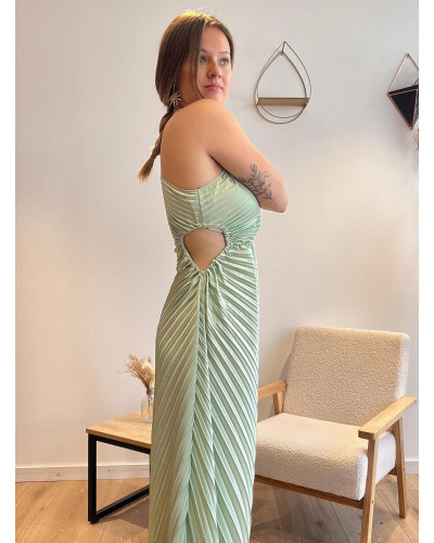 DORIANE | Robe cérémonie vert d'eau plissée